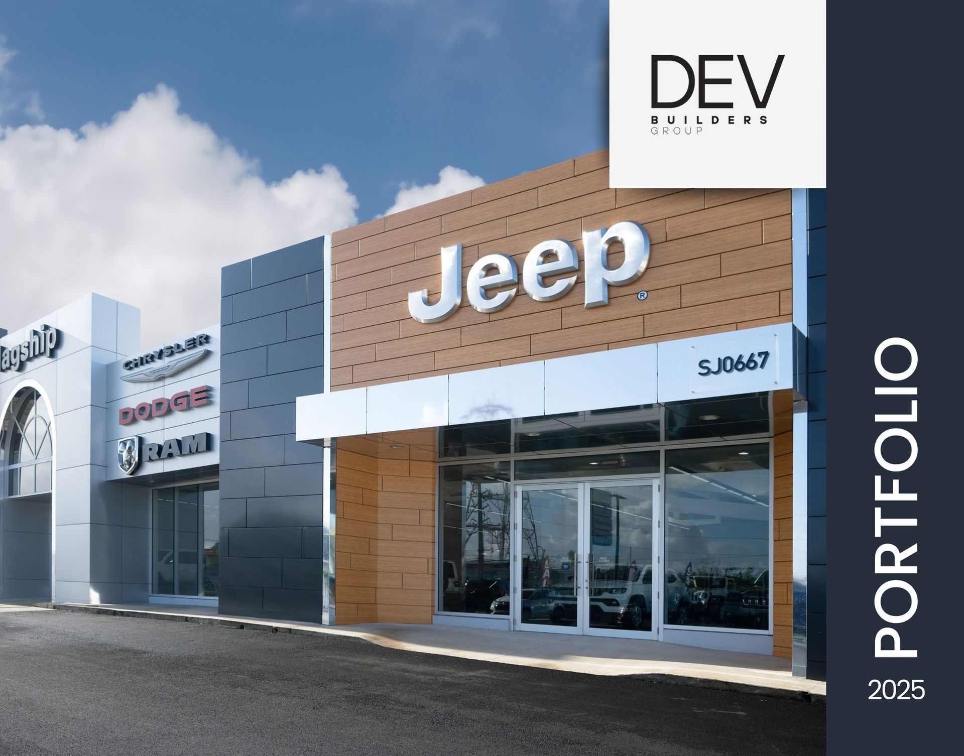 A jeep dealership is shown in a portfolio