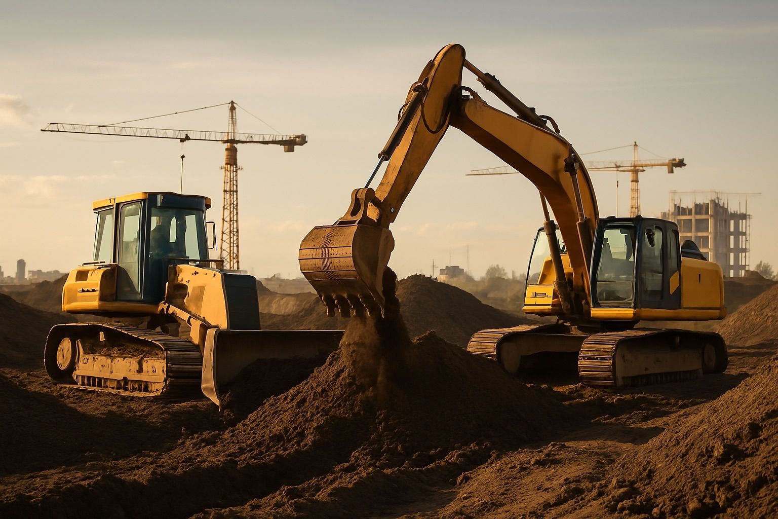 Heavy machinery excavating