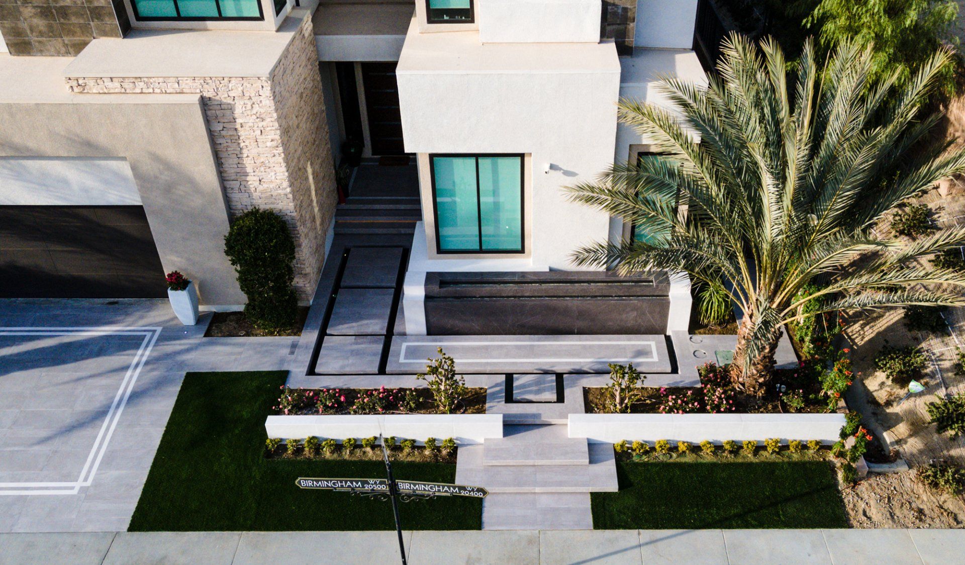 Luxury Front Yard and Entryway in Porter Ranch, CA.