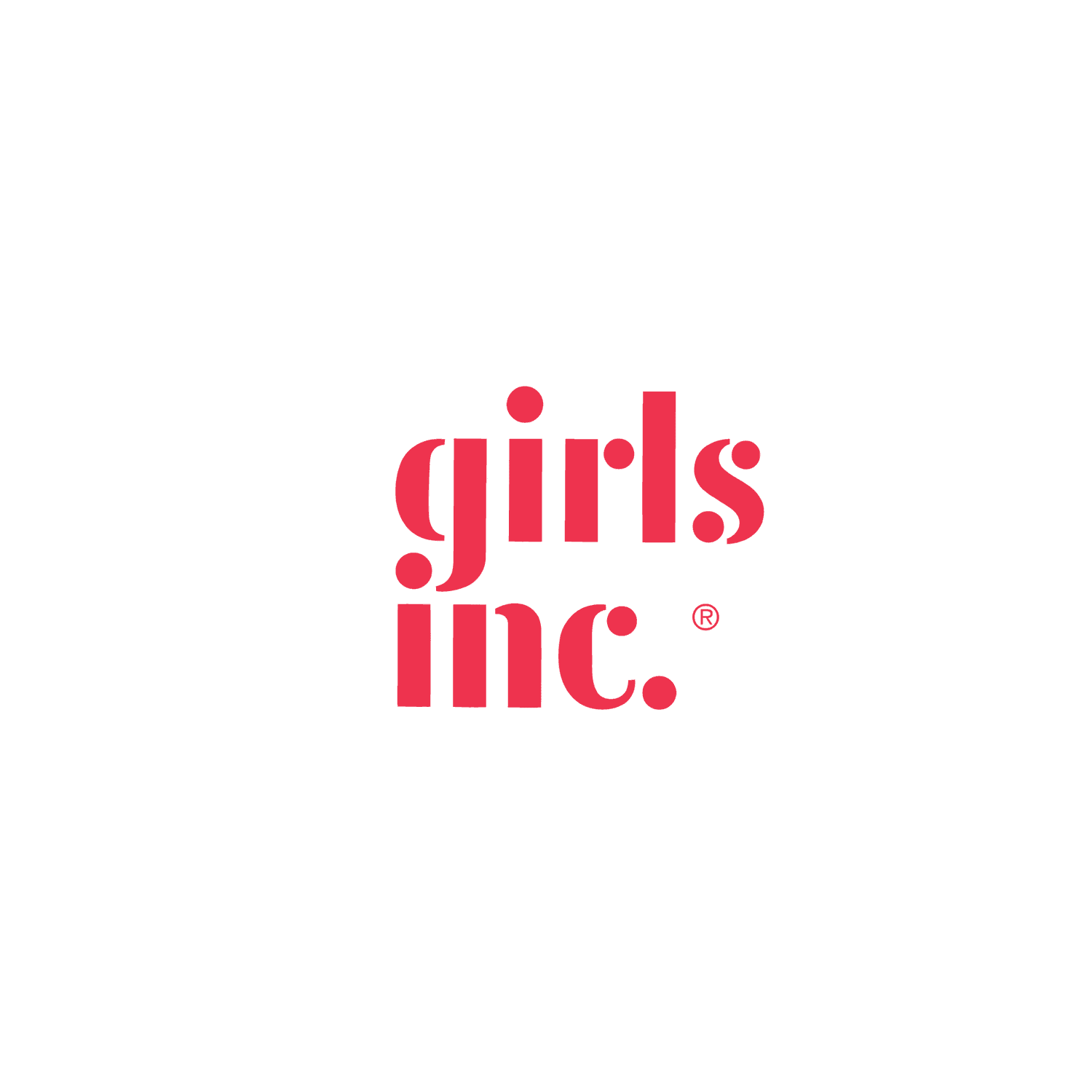 A red logo for girls inc. on a white background.