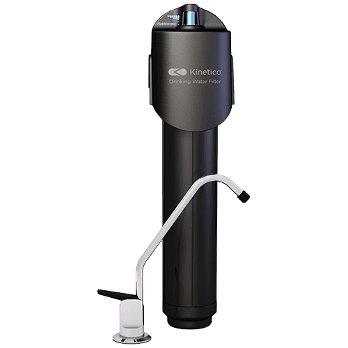 A black water filter with a faucet attached to it.