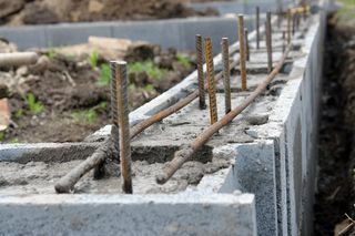 wired concrete foundation walls