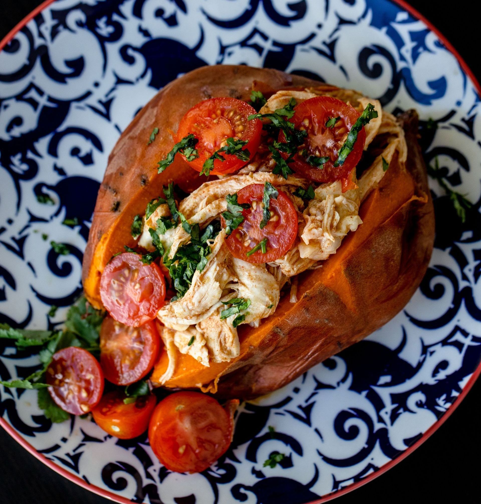 High-Protein Stuffed Sweet Potatoes