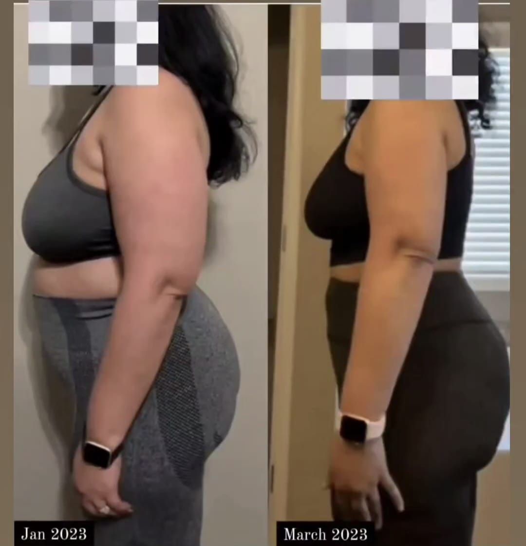 a picture of a woman before and after losing weight
