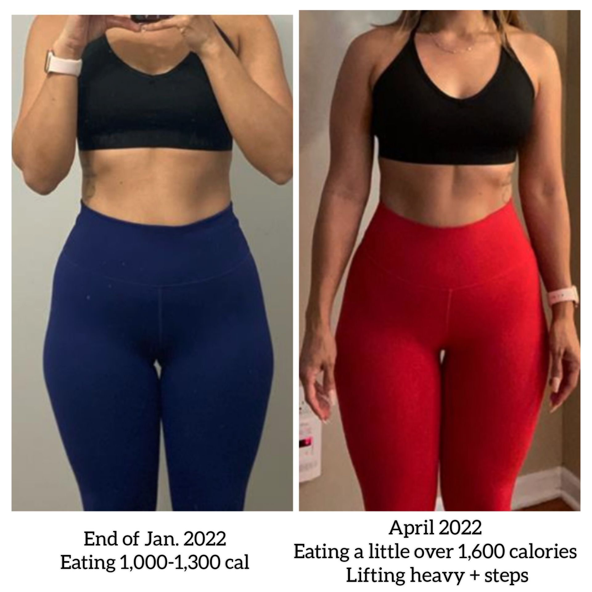 A woman is eating a little over 1600 calories lifting heavy + steps