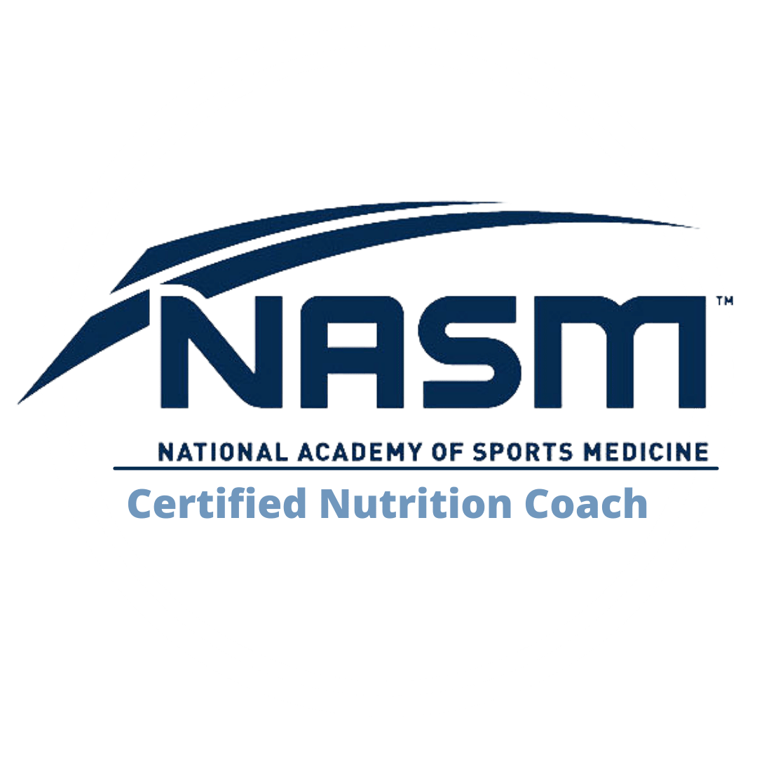 The logo for the national academy of sports medicine is a certified nutrition coach.