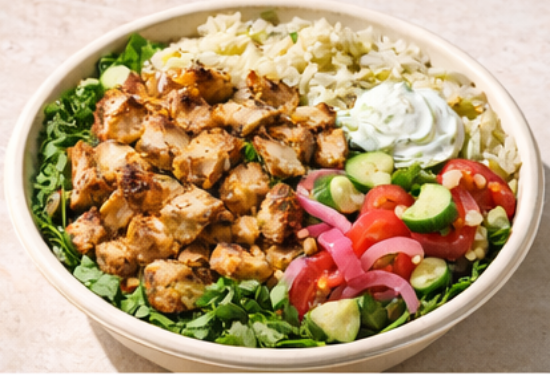 Balanced macro CAVA bowl with chicken and rice