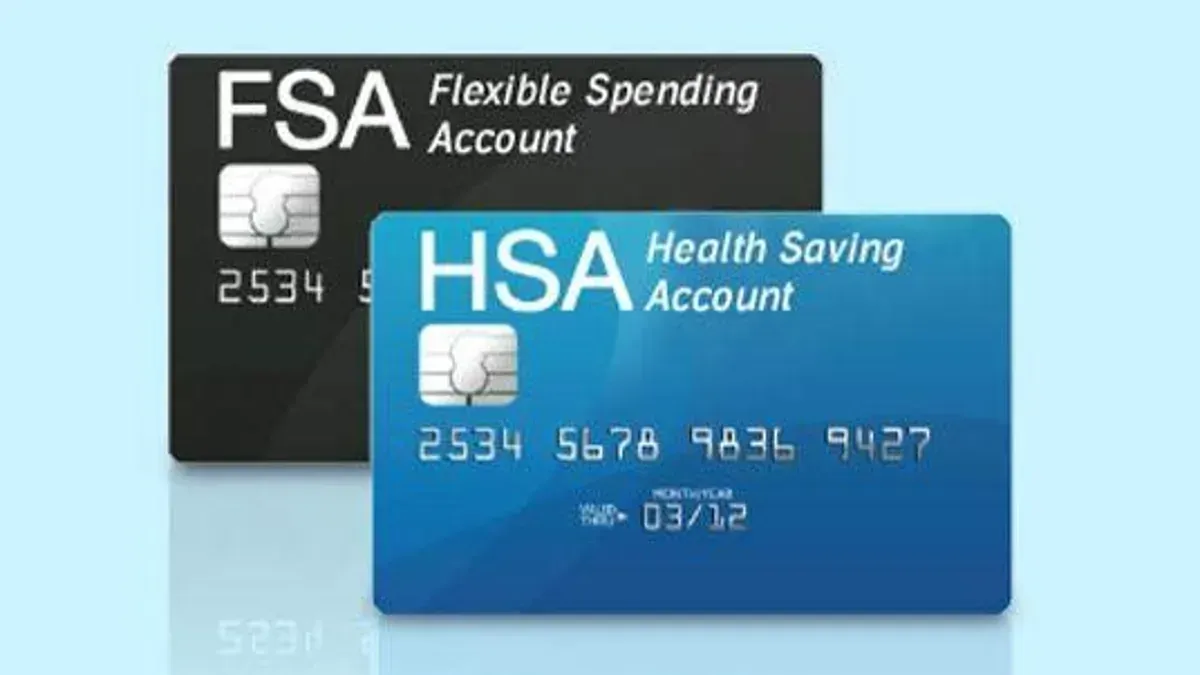 A black and blue fsa and hsa health saving account card