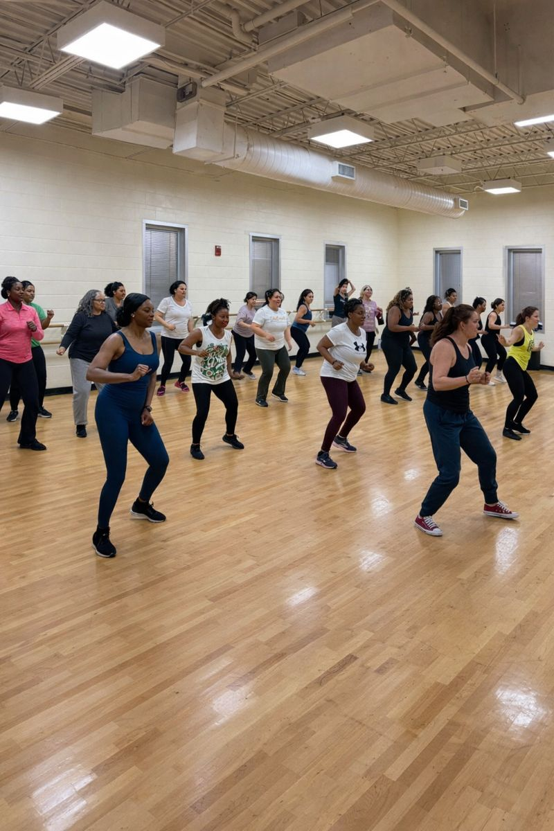 Zumba class group dancing