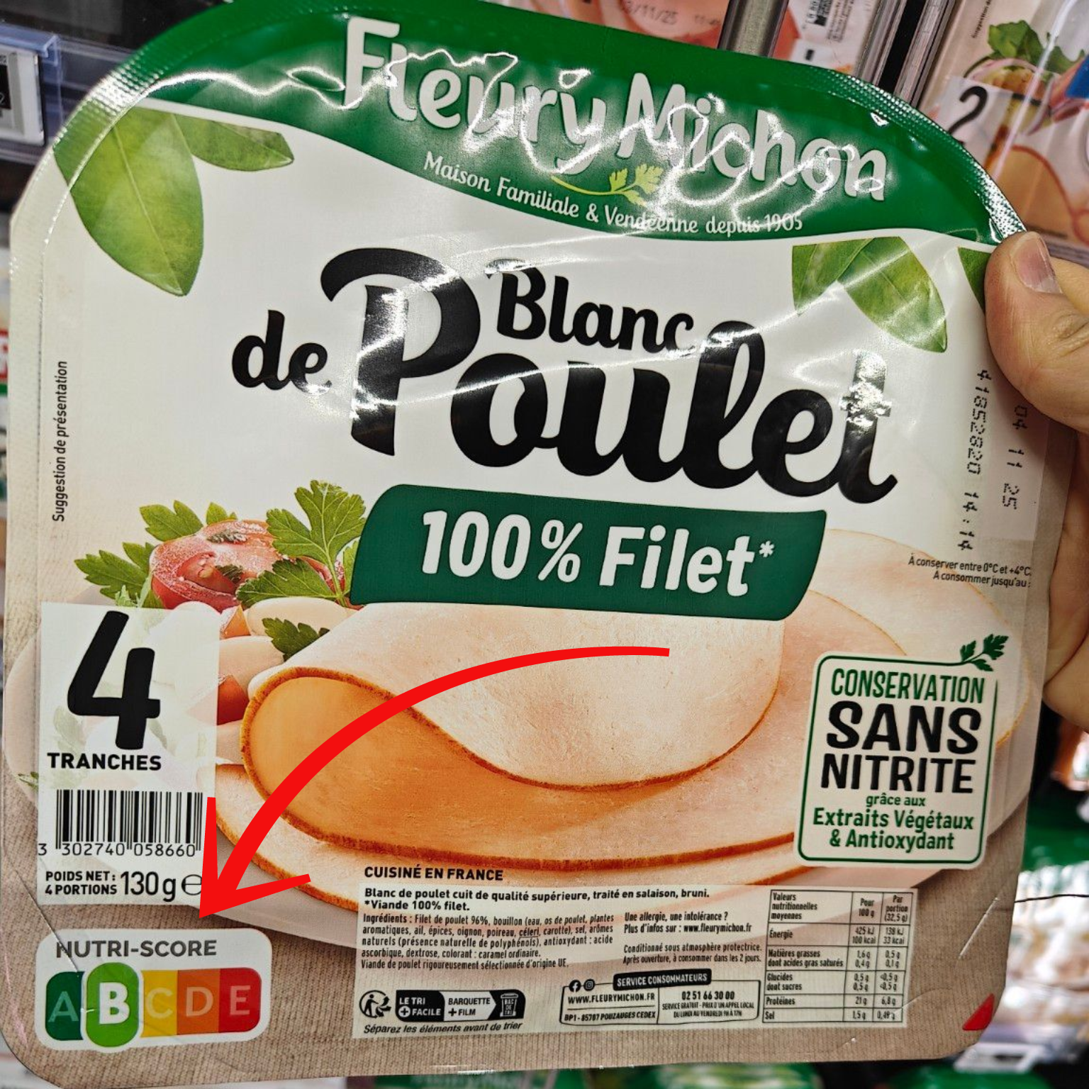 Package of sliced chicken breast labeled 