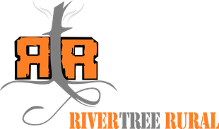Logo for Rivertree Rural featuring stylized orange block letters