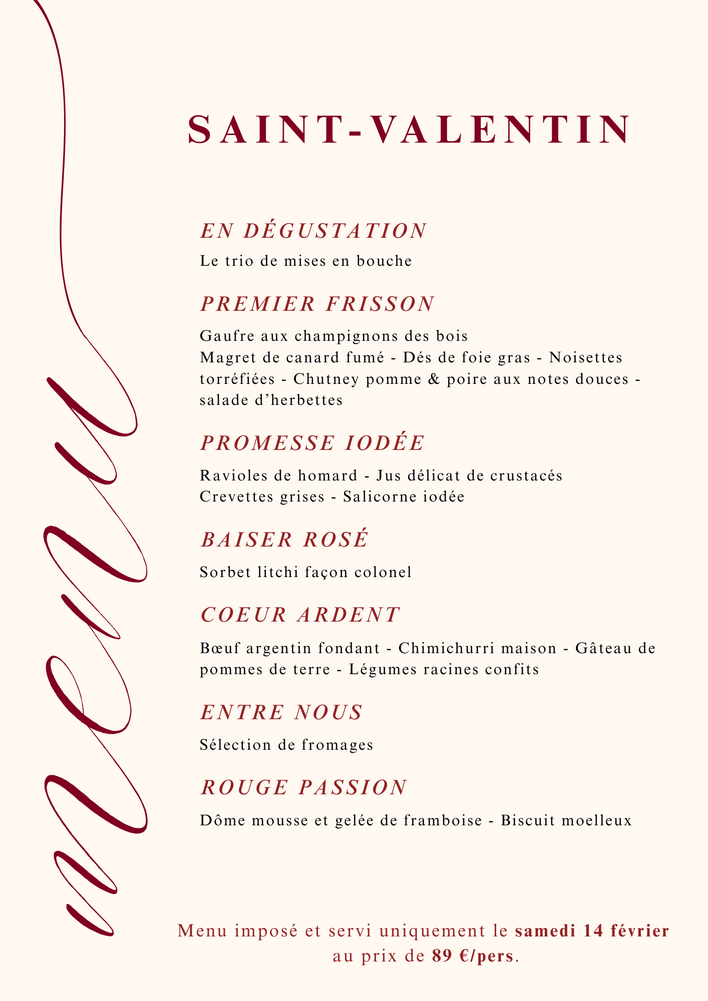Menu de Saint-Valentin