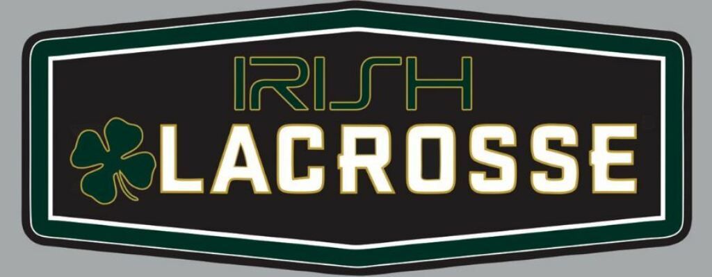 A logo for irish lacrosse with a clover on it