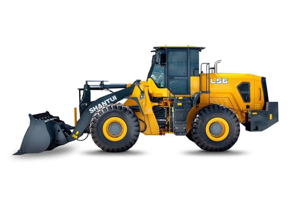 A Yellow Wheel Loader With a Black Bucket on a White Background — Rowdraulics NQ Pty Ltd in Mount Louisa, QLD