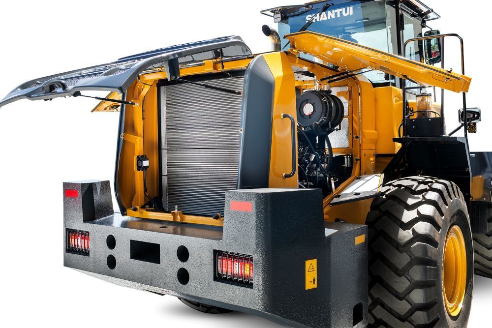 A Yellow and Black Wheel Loader on a White Background — Rowdraulics NQ Pty Ltd in Mount Louisa, QLD