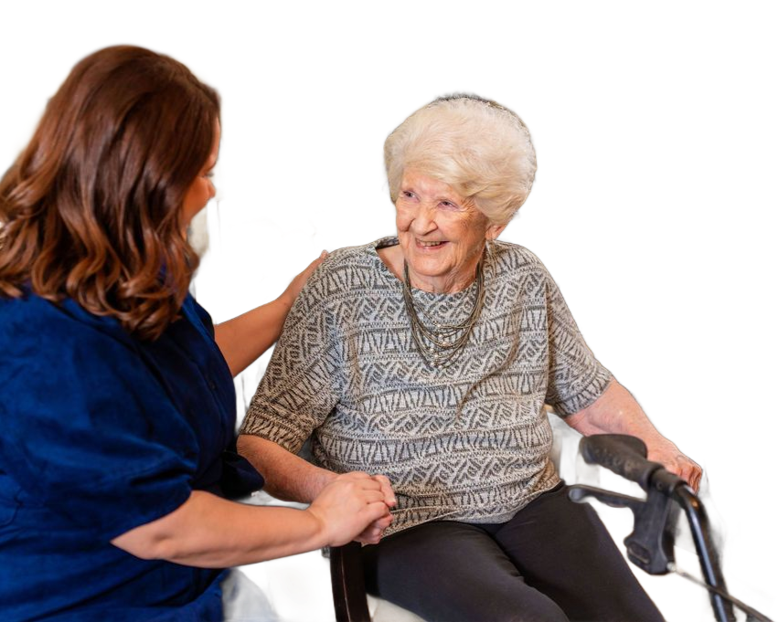 Sara McAda of Next Chapter Navigator meeting with an older couple to discuss personalized senior care management services