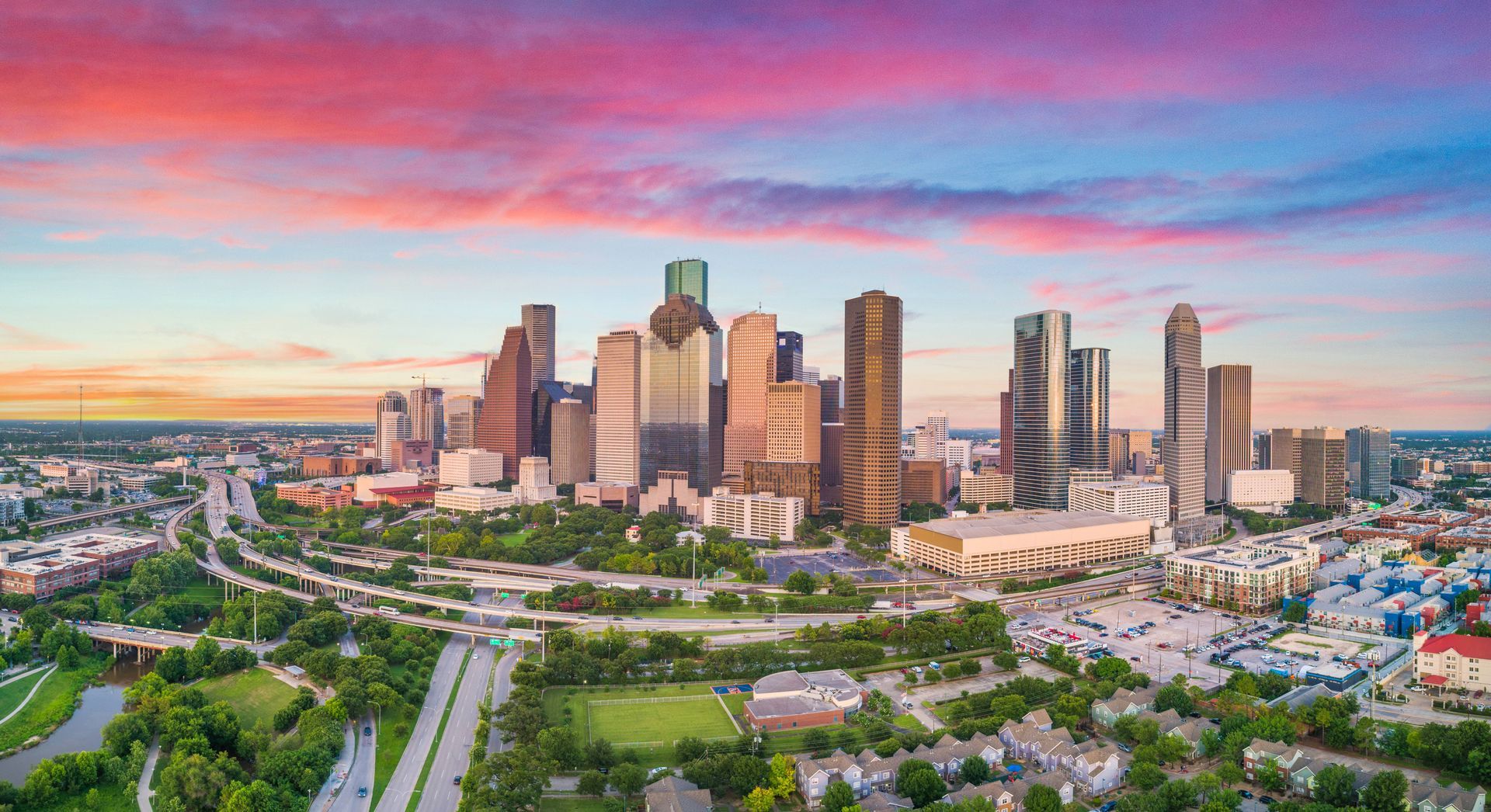 An aerial image of Houston, Texas (TX) 