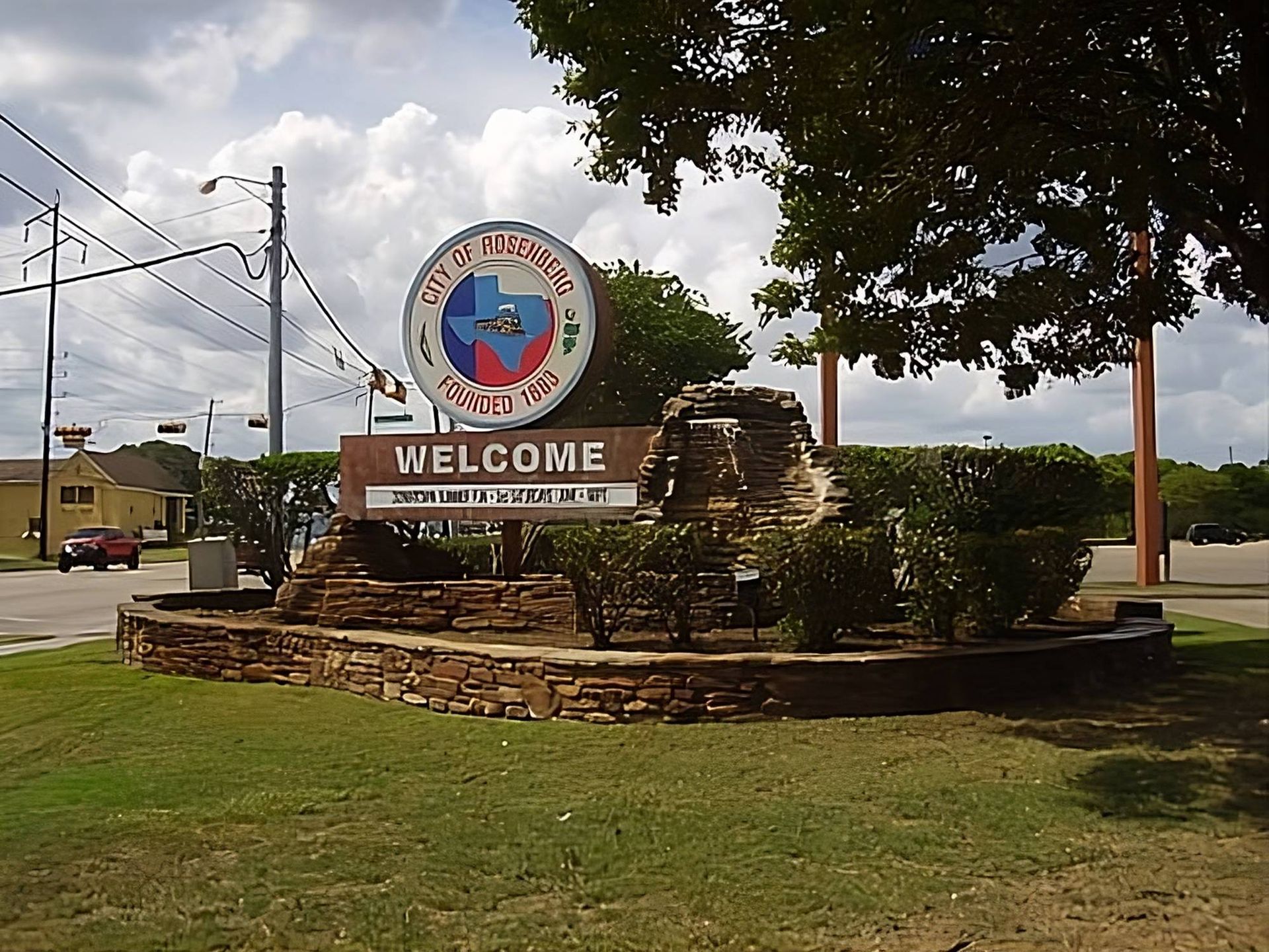 The welcome sign for Rosenberg, Texas (TX)