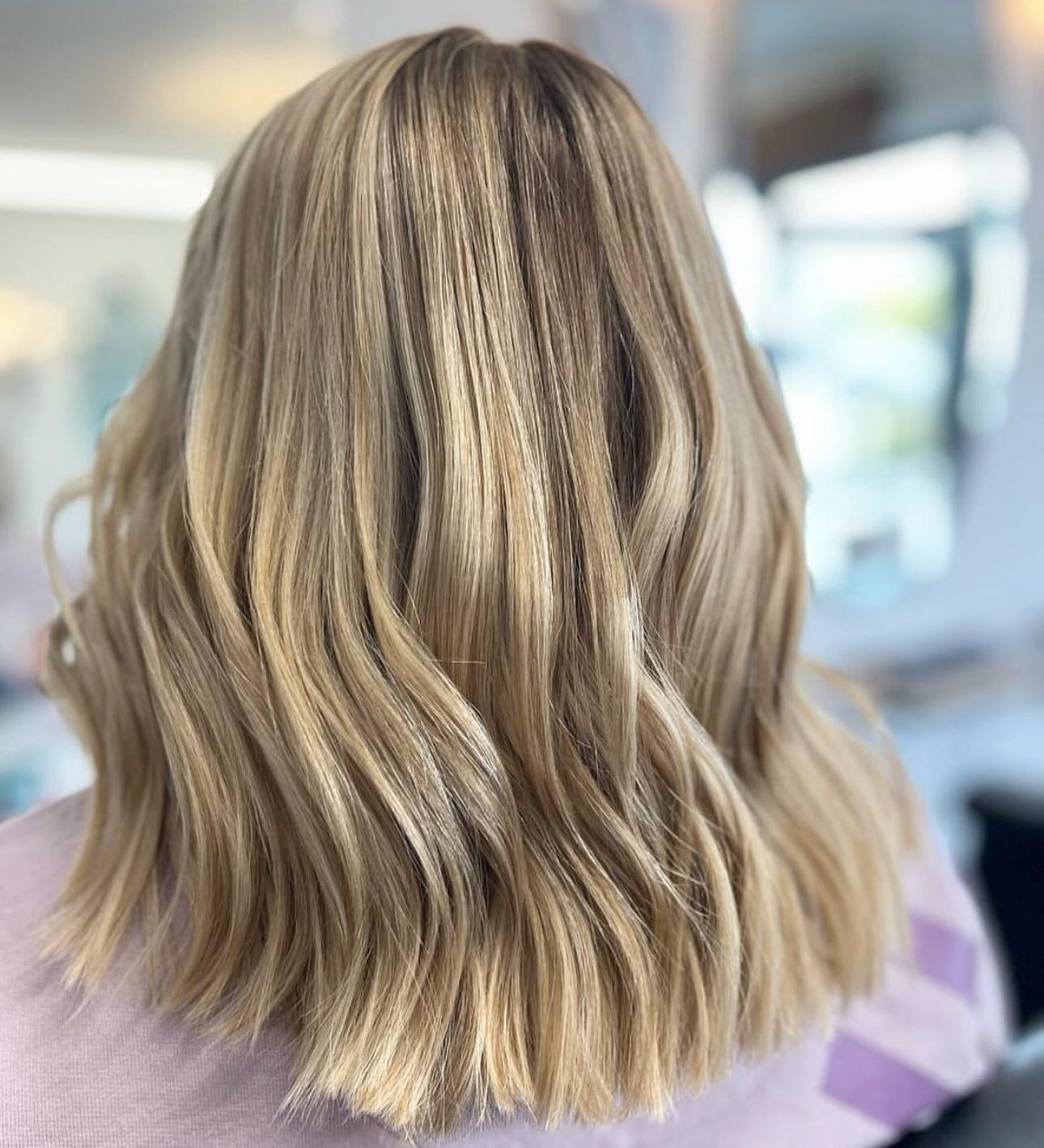 Blonde hair at a professional hair salon