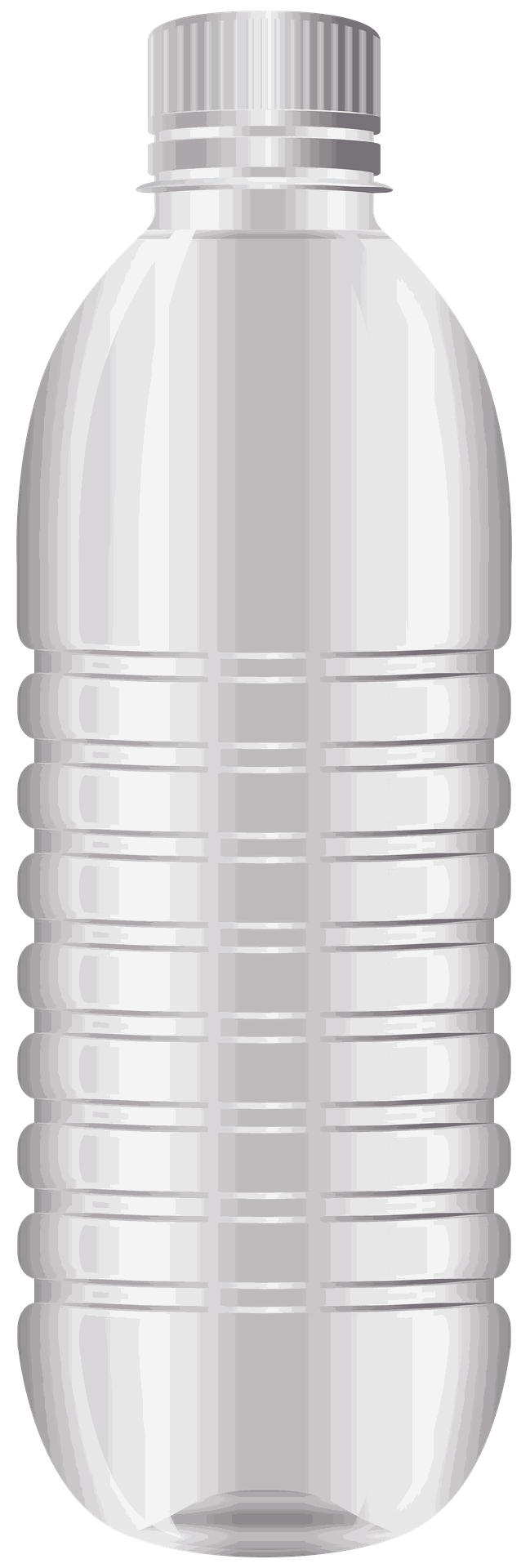 Botella de agua de plástico transparente.