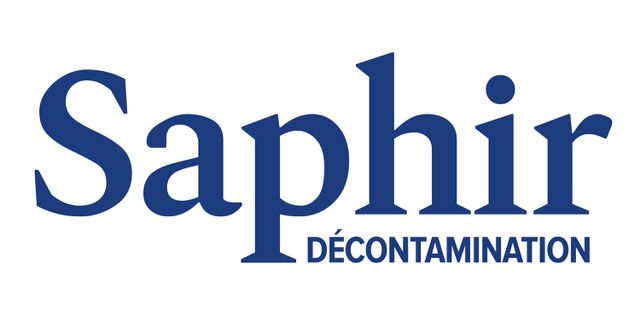 Logo Saphir D&eacute;contamination en bleu sur fond blanc