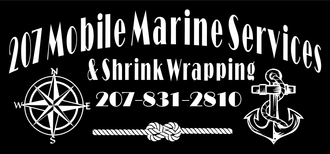 A logo for 207 mobile marine services and shrink wrapping