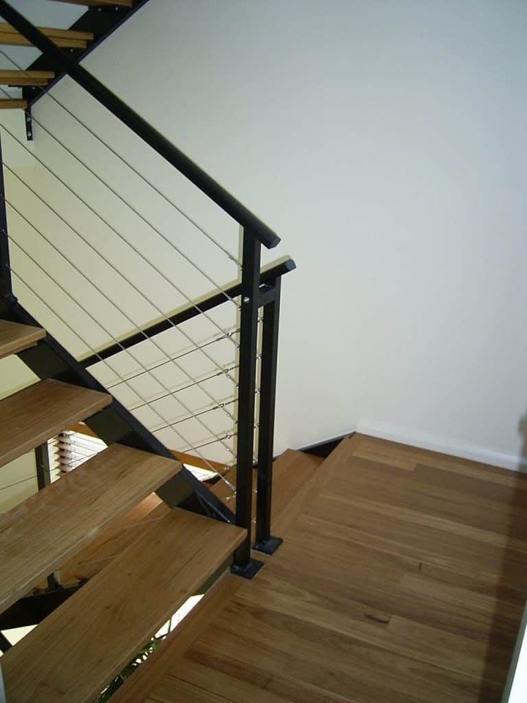 Staircase With A Black Railing - Wire Balustrade in Newcastle, NSW