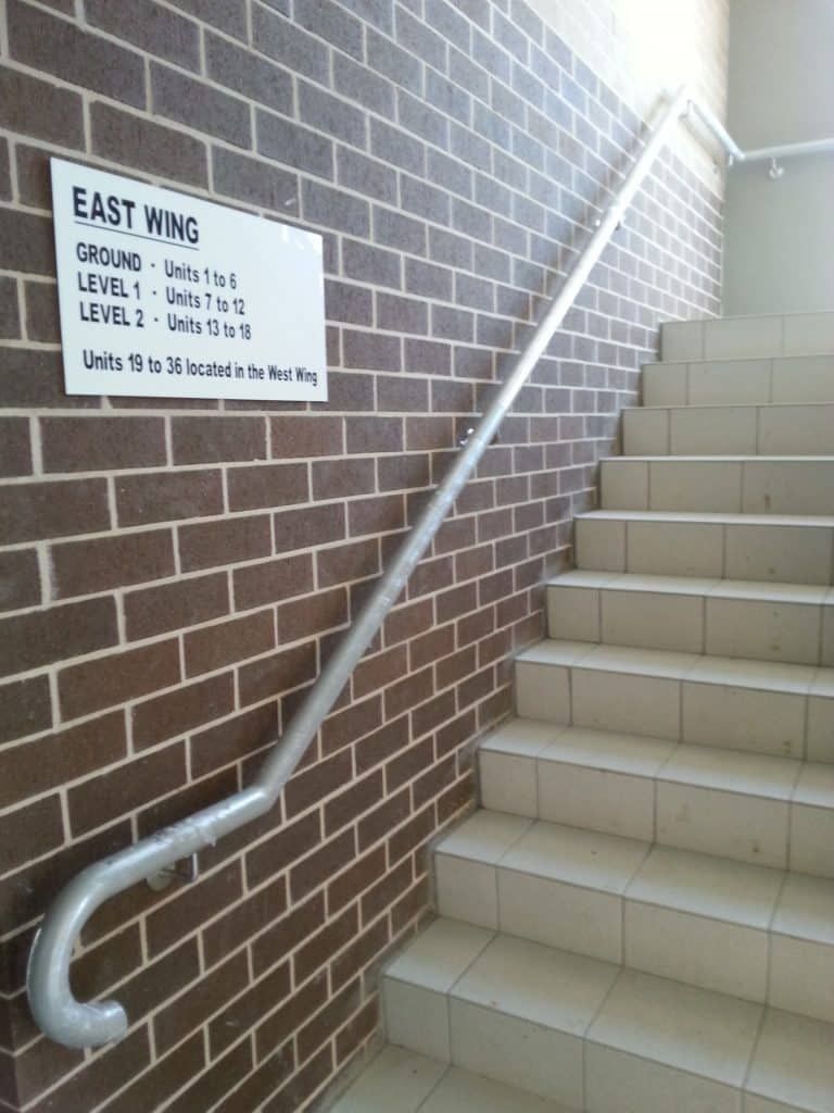 Round Grab Rail On Staircase - Aluminium Manufacturer in Newcastle, NSW