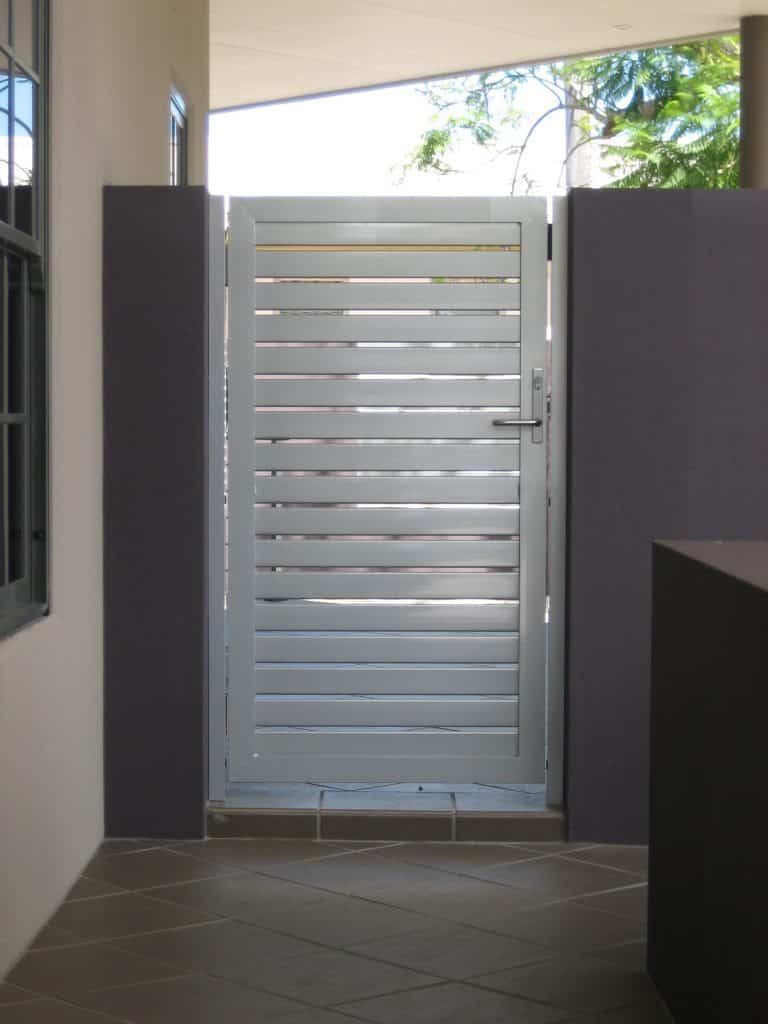 White Horizontal Slat Single Gate - Aluminium Manufacturer in Newcastle, NSW