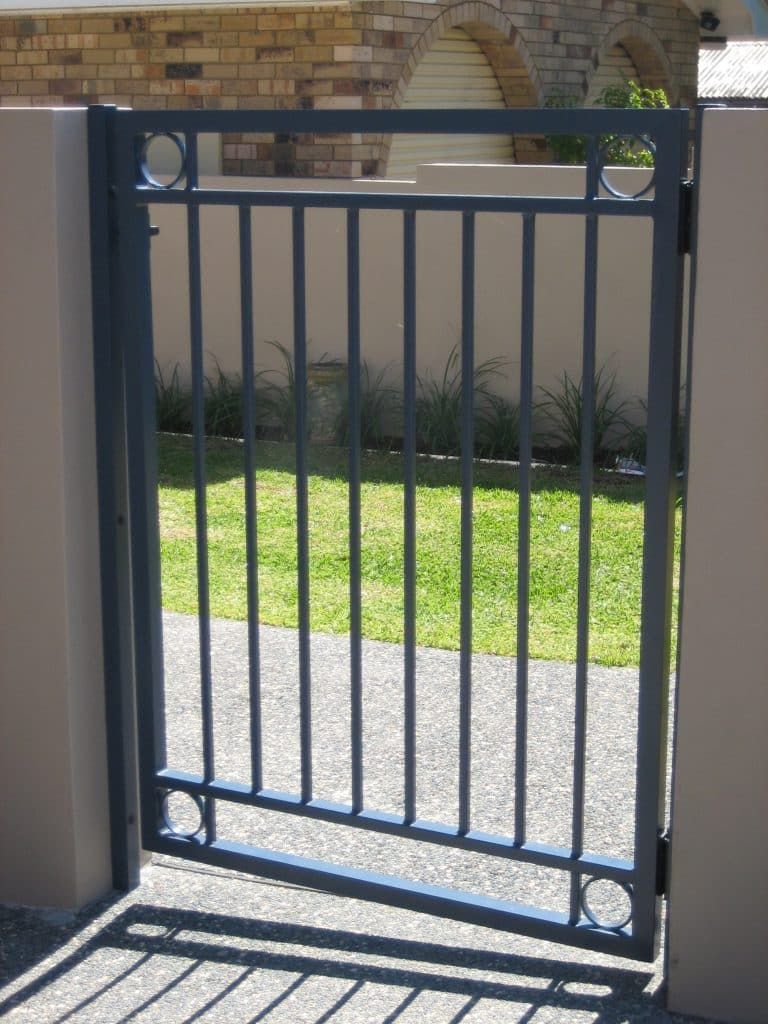 Black Single Gate With Rings In Corners - Aluminium Manufacturer in Newcastle, NSW