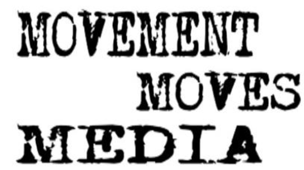 A black and white logo for movement moves media