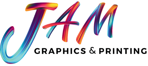 A colorful logo for jam graphics and printing.