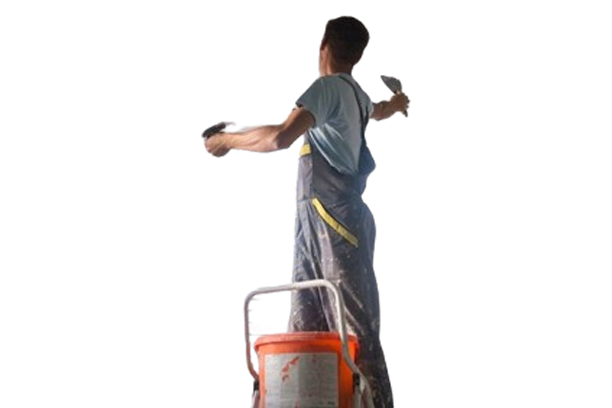 A Man is Standing on a Ladder Painting a Wall — Poljak Plasterers in Rosslea, QLD