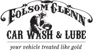 Folsom Glenn Car Wash & Lube logo with a gold miner and tire, "your vehicle treated like gold" tagline.