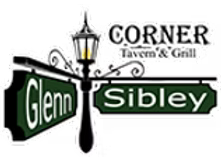Corner Tavern & Grill sign with street names Glenn and Sibley, featuring a lamppost.