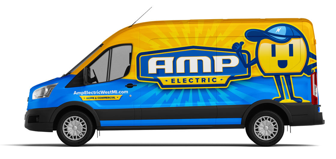 Amp Electric service van representing trusted electrical services in Muskegon, Kent, and Ottawa counties. Contact us today!