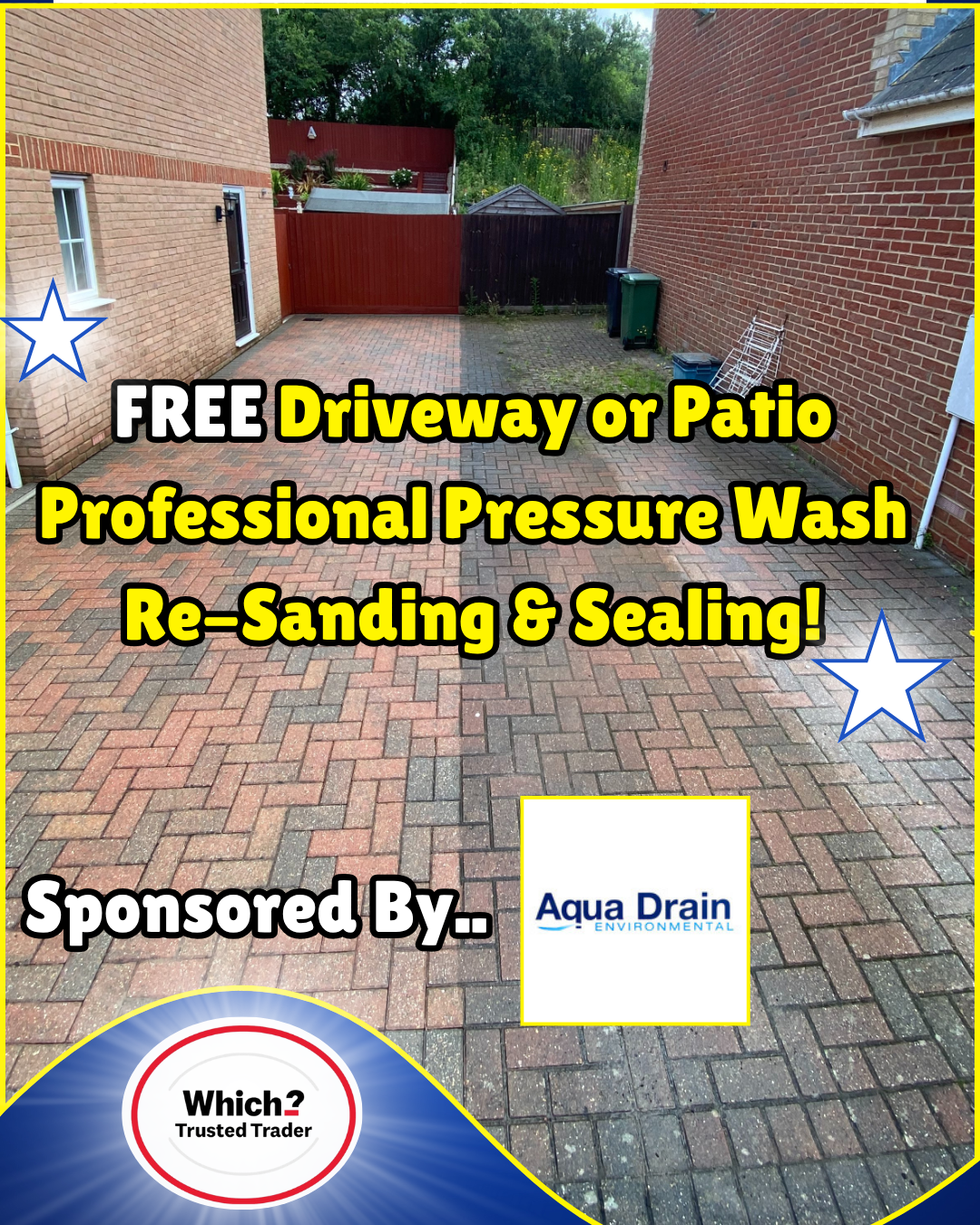 An ad for a free driveway or patio pressure wash