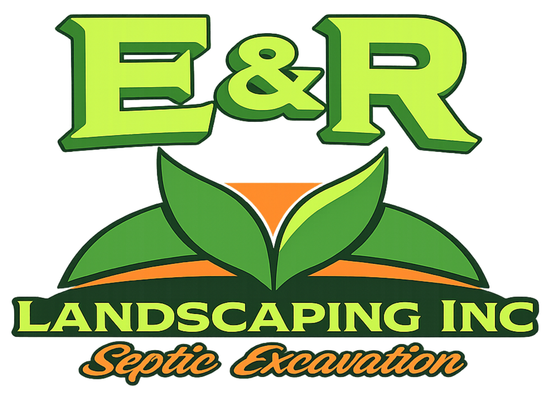 Logo for E&R Septic and Excavation; green 