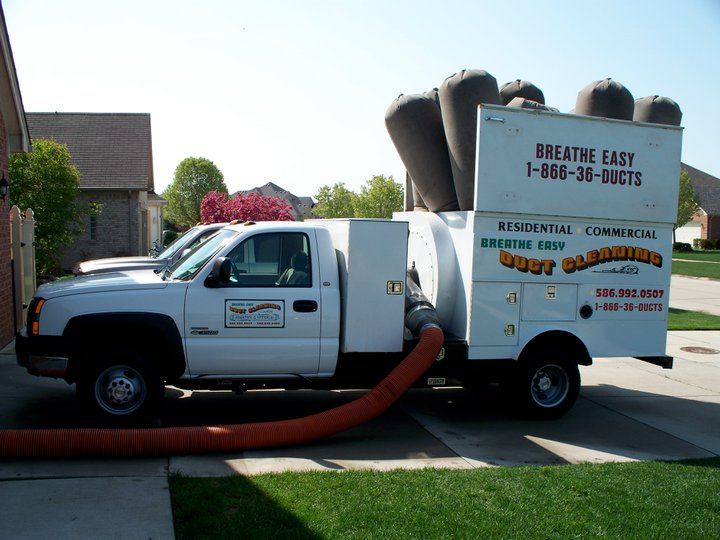 A truck that says breathe easy on it