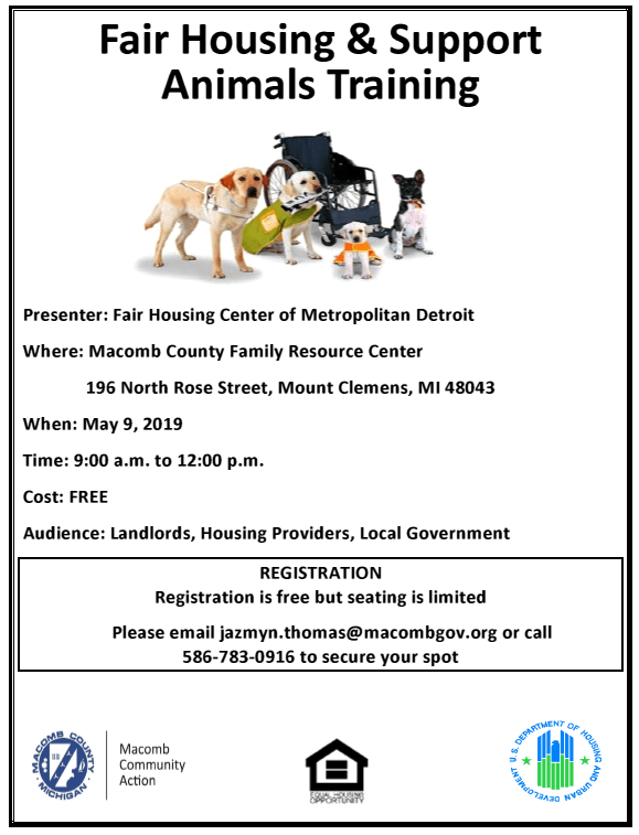 Animals Training - Detroit, MI - Fair Housing Center of Metropolitan Detroit