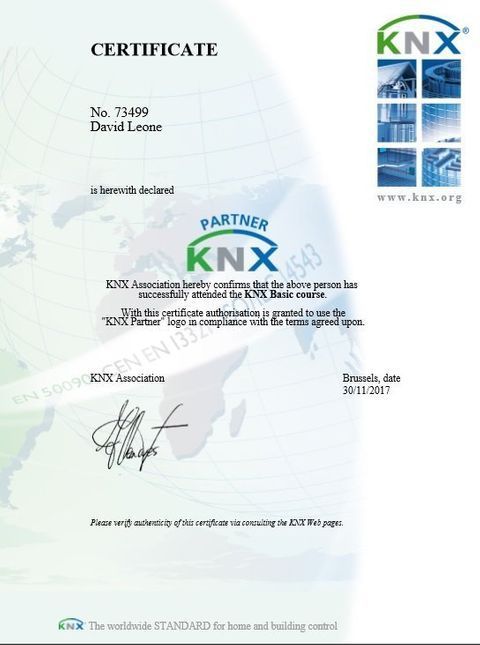 Certificato KNX