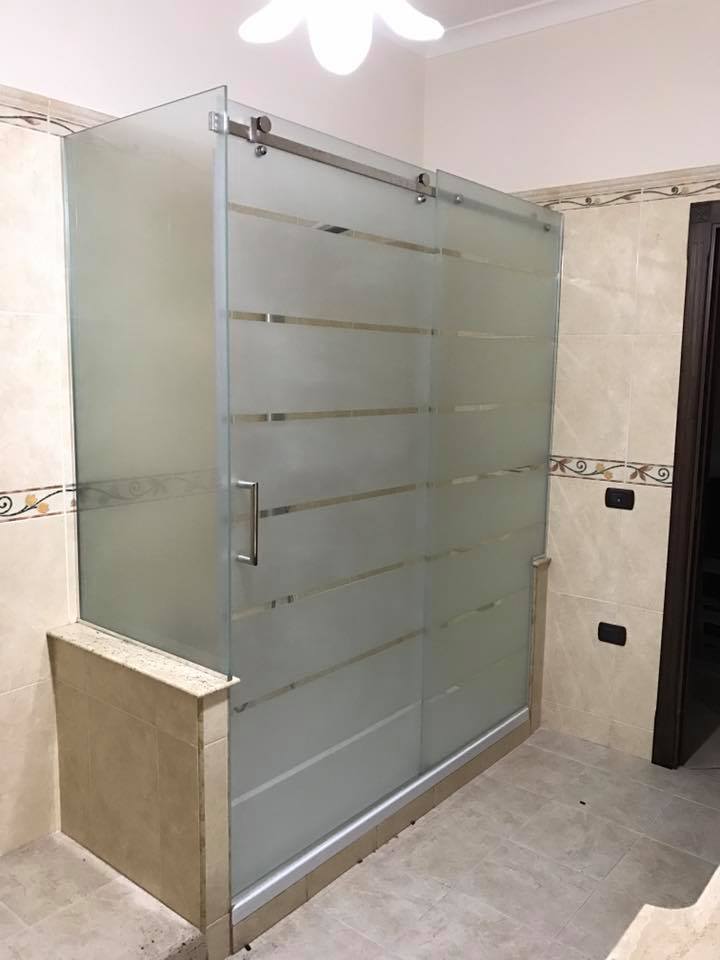 box doccia con vetri decorati