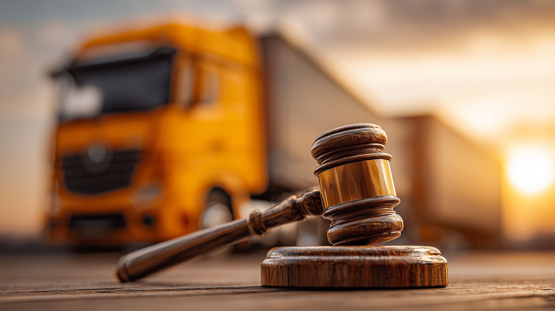 A legal gavel with a truck in the background, highlighting a professional truck accident attorney.