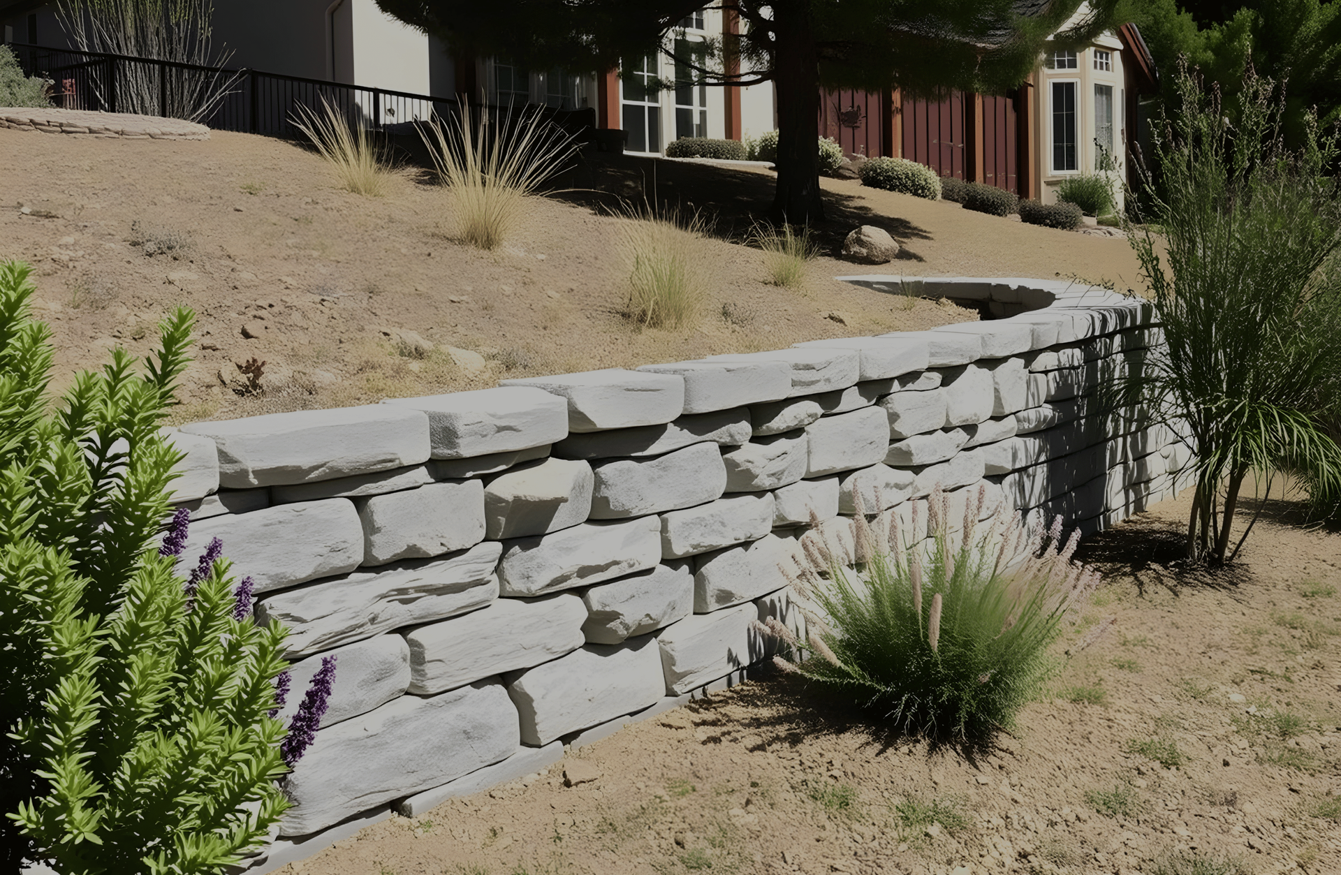 Engineered retaining wall installation in Reno NV by All In Hardscape & Landscape built for soil stability
