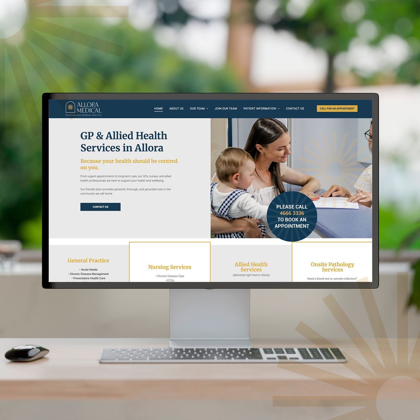 Website on a desktop monitor promoting.