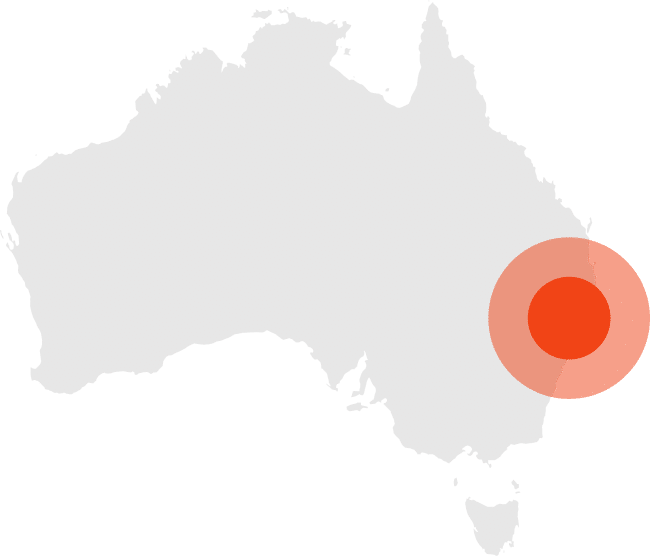 A Map of Australia With a Red Circular Target Icon — Expert Plumbing & Solar Services Bathurst in Kelso, NSW