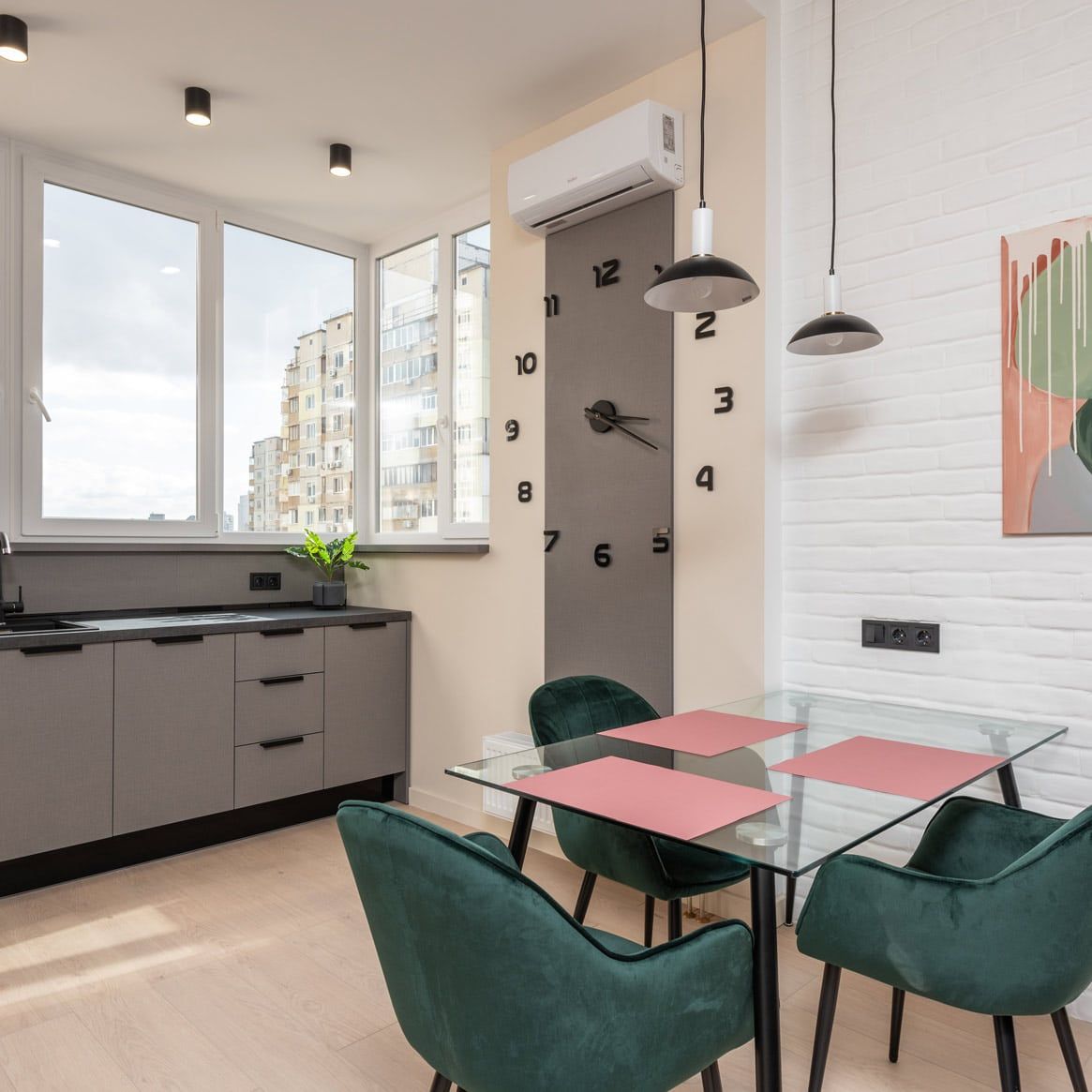 Modern Kitchen With Gray Cabinets — Expert Plumbing & Solar Services Bathurst in Kelso, NSW