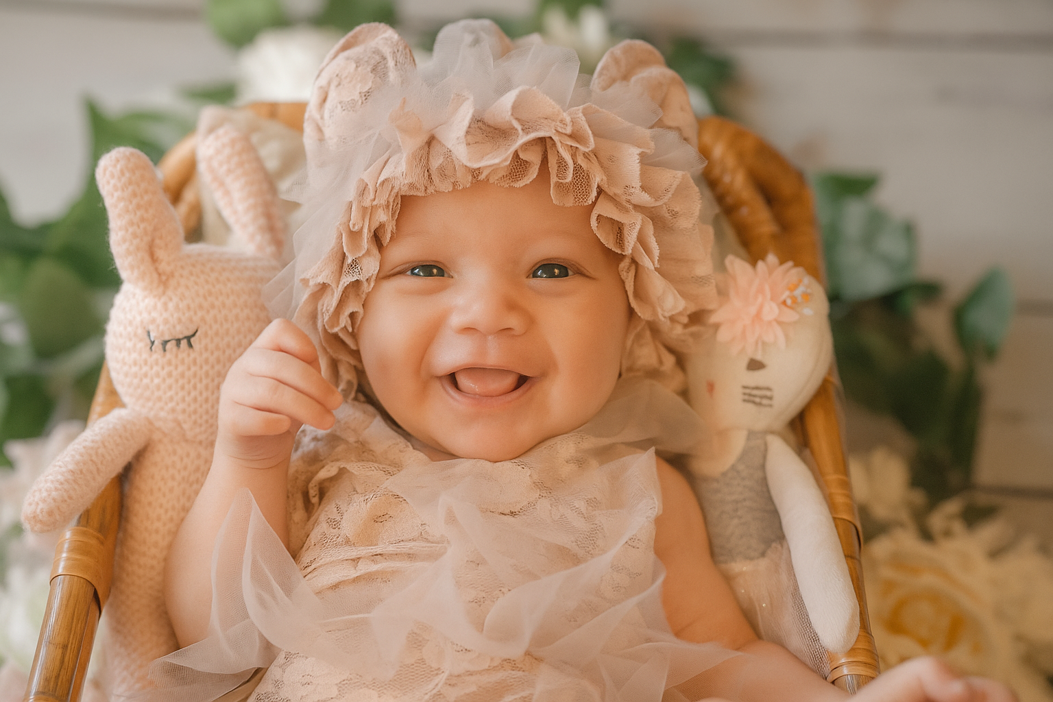 Baby sleeping in a chair, wearing a mouse hat and jumpsuit. Holding a stuffed animal Jelena's Photo.