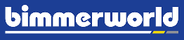 Bimmerworld logo in white text on a blue background, with a horizontal white line and yellow and gray elements.