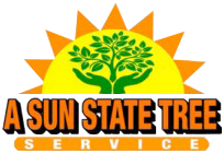 a sun state tree service logo with a tree in the middle